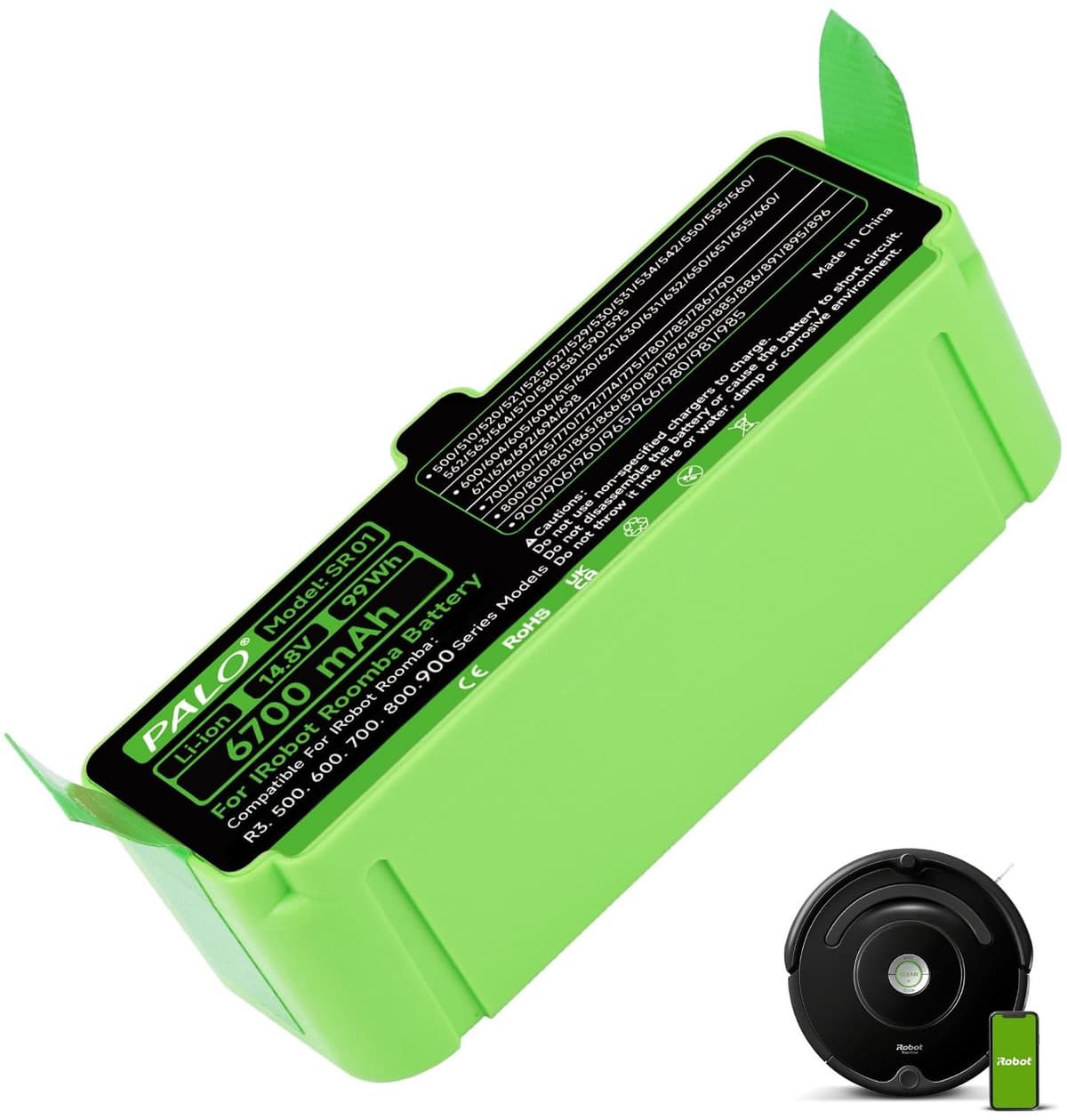 6700mAh Batterij voor iRobot Roomba 500-900 Series — afbeelding 1