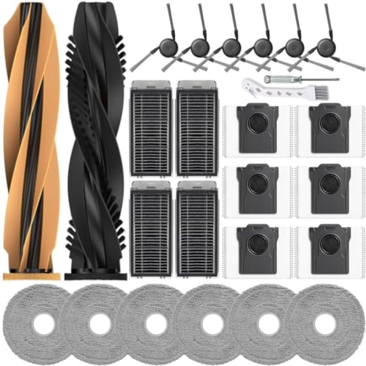PromoHome 26-delige accessoireset voor Dreame L40s Pro Ultra, X50 Ultra Complete, L50 Pro Ultra, Matrix10 Ultra, Mova V50 Ultra Complete - 2 hoofdborstels, 6 stofzakken, 4 filters, 6 dweilen, 6 zijborstels — afbeelding 1