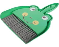 Mini Stofzuiger en Borstelset - Kleine Bezem - Bureau Reinigen - Compact Clip Ontwerp - 18 x 23 cm - Groen