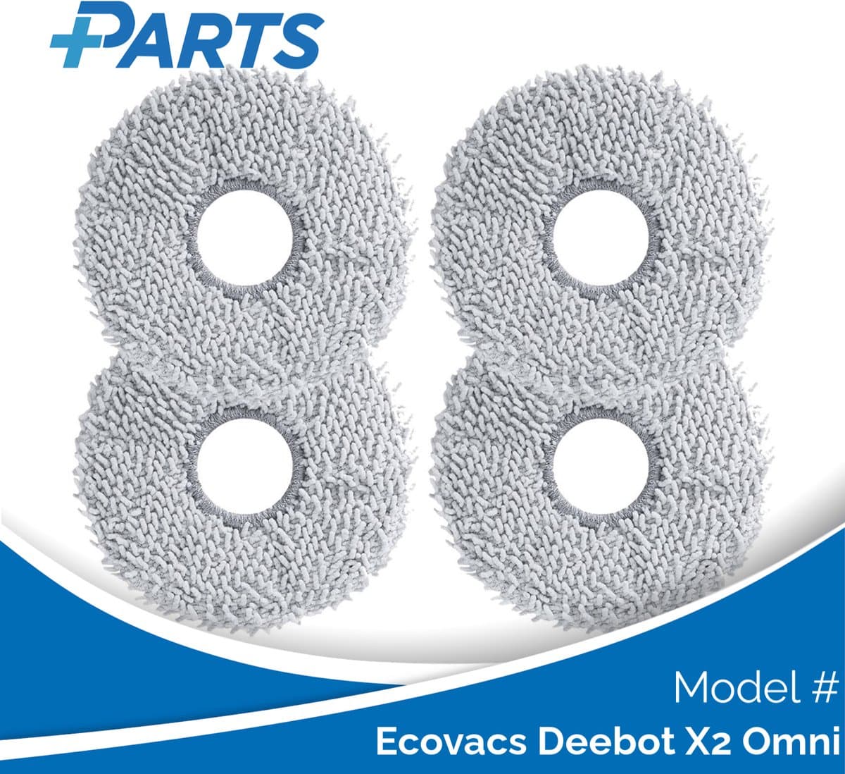 Ecovacs Deebot X2 Omni Dweilpads (4 Stuks, Plus.Parts® alternatief voor 201-2425-10B0) — afbeelding 1
