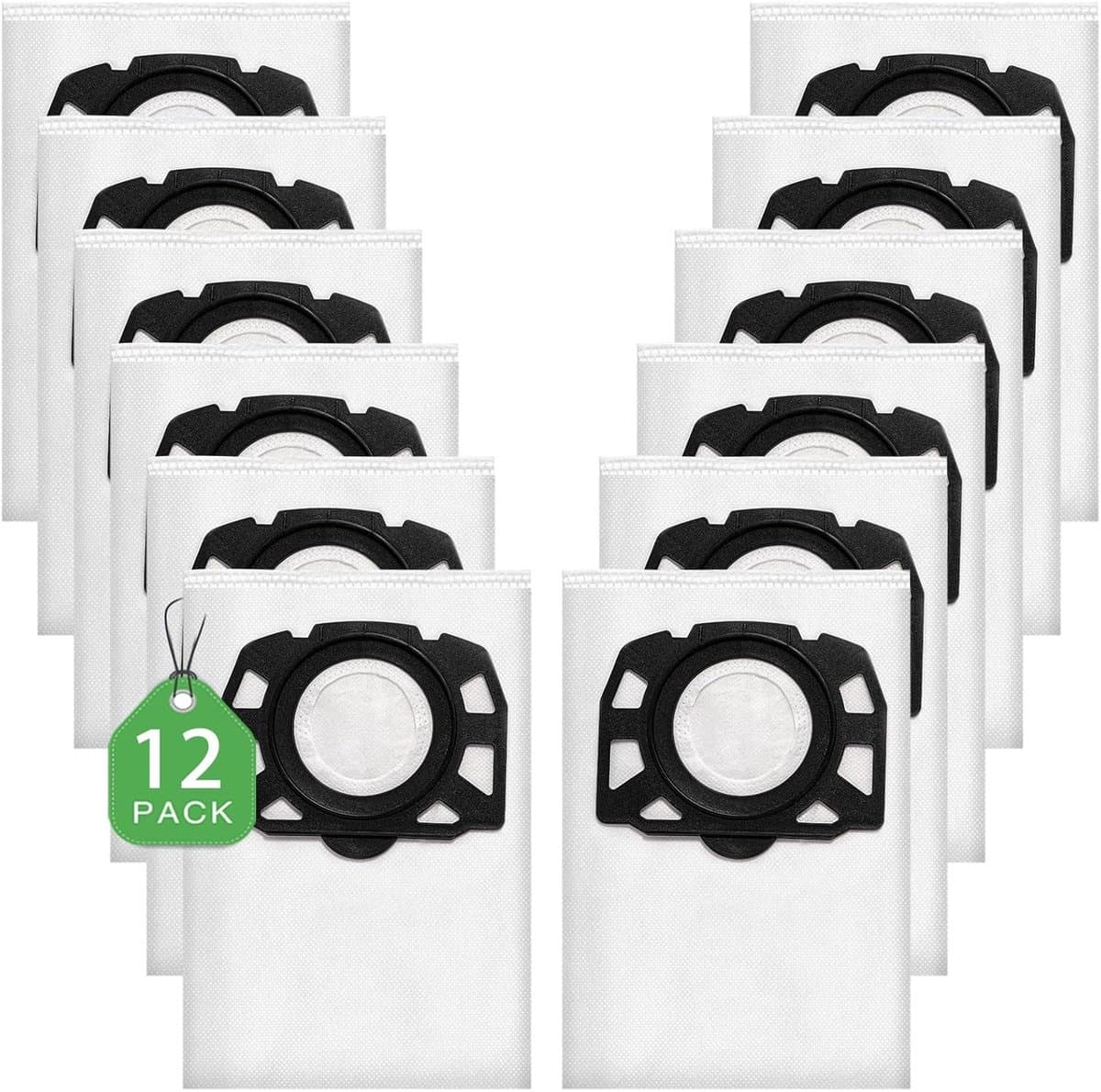 12x Stofzuigerzakken geschikt voor Kärcher WD 2 Plus - WD 3 - KWD 1-3 - MV 3 - SE 4001/4002 - KFI 357 - 3-Laags Vliesfilter - Scheurvast - Reserveonderdelen Pakket — afbeelding 1