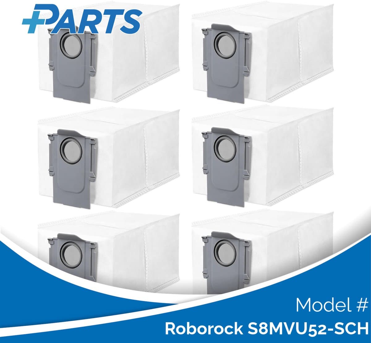 Roborock S8MVU52-SCH Stofzakken (6 Stuks, Plus.Parts® alternatief voor 8.02.0239) — afbeelding 1