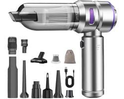 Mini Auto Stofzuiger - Zilver-paars - Handheld Snoerloze 4-in-1 Stofzuiger met Brushless Motor - Voor Auto en Kantoor