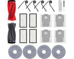Vervangende accessoireset voor Roborock Saros 10R, Saros 20, Qrevo Edge 2, Qrevo CurvX, Qrevo Curv 2 Pro robotstofzuiger – 1 hoofdborstel, 4 zijborstels, 4 HEPA-filters, 4 doeken, 4 stofzakken