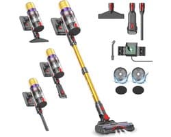 Draadloze Stofzuiger - Steelstofzuiger Krachtig - Huishoudelijke Reiniging - Slimme Zuigkracht Sensor - 80 Min Werktijd - Zwart