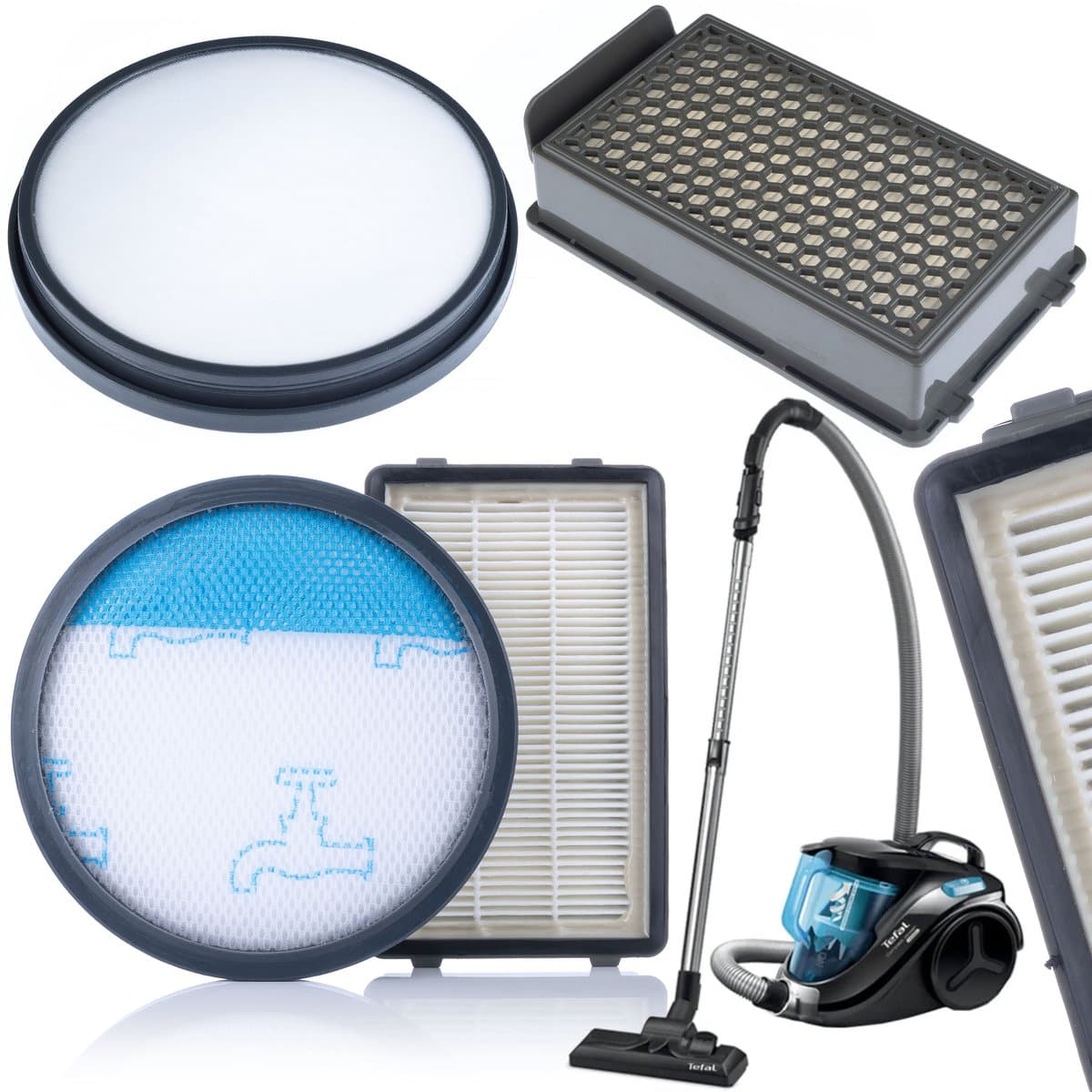 Rosfix Filter Vervanging Set - 2x HEPA-Filter 99,95% - 2x Wasbaar Schuimfilter - Geschikt voor Tefal, Rowenta — afbeelding 1