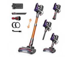 Steelstofzuiger 45KPa-Draadloze Steelstofzuiger 50 Min Gebruiksduur-3 Modi met LED Display-Telescopische Buis-Anti-Klitfunctie voor Harde Vloeren en Tapijten