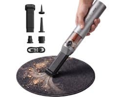 RYER Kruimeldief - Draadloze Handstofzuiger - 120W - 30 Min Accuduur - HEPA-filter - Voor Zuigen, Blazen, Oppompen & Vacuümopslag - Incl. 5 Opzetstukken