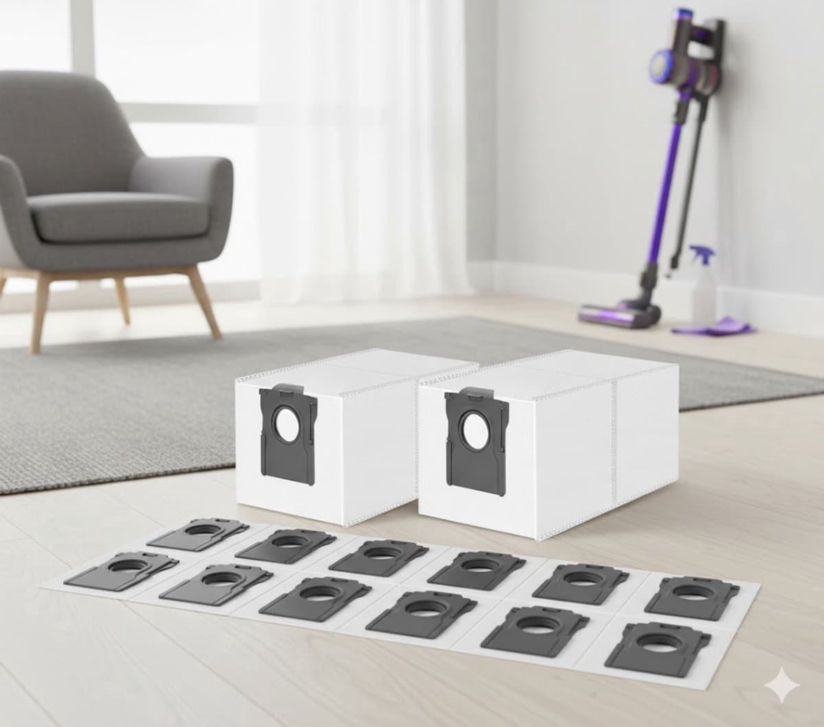 12 Stuks Stofzuigerzakken gescht voor Dreame L20/X40/X50 Ultra Complete, L10s/L10/L40s/L10s Pro/L40/L50 Ultra, voor Mova E30/P50 Pro Ultra Stofzuiger, 3,2 Stofzuigerzakken met Grote Capaciteit — afbeelding 1