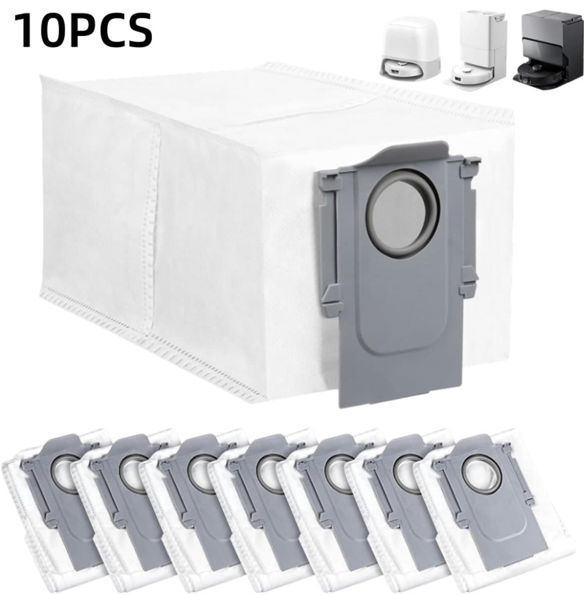 10-stuks - Stofzak voor robotstofzuiger - Vervangende stofzak - Compatibel met Roborock Qrevo-stofzakken P10s/V20/G20S - Accessoires en verbruiksartikelen voor robotstofzuigers - Wit -21.8*14*12cm — afbeelding 1