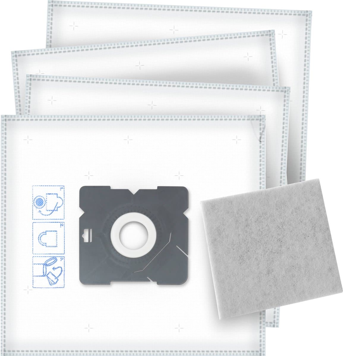 4x Dparts stofzuigerzakken geschikt voor Inventum - inclusief motorfilter - voor SZ150 SZ300 ST306RZA ST306ZZA ST306BZA ST307WZA ST307ZZA ST308WZA ST154RZA MC010 — afbeelding 1