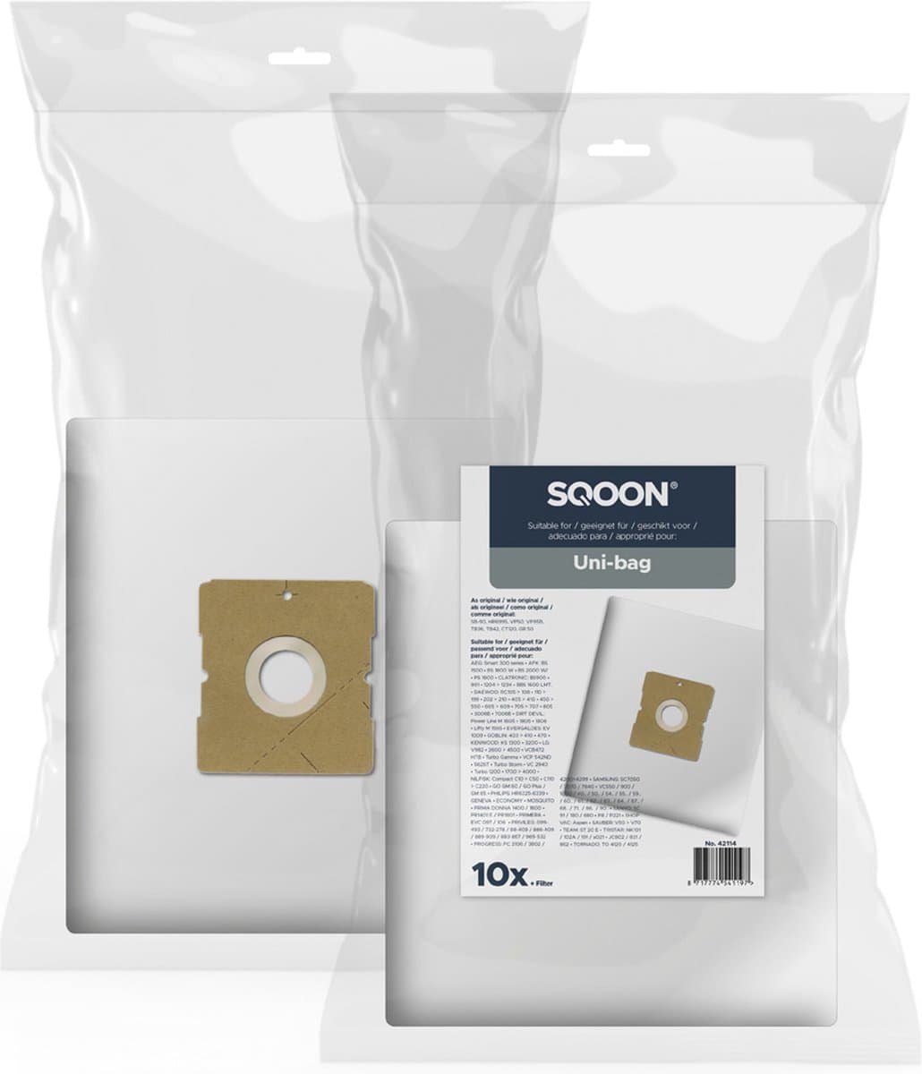 SQOON® Stofzuigerzakken Geschikt voor Uni-Bag - High Filtration - 10 Stuks — afbeelding 1