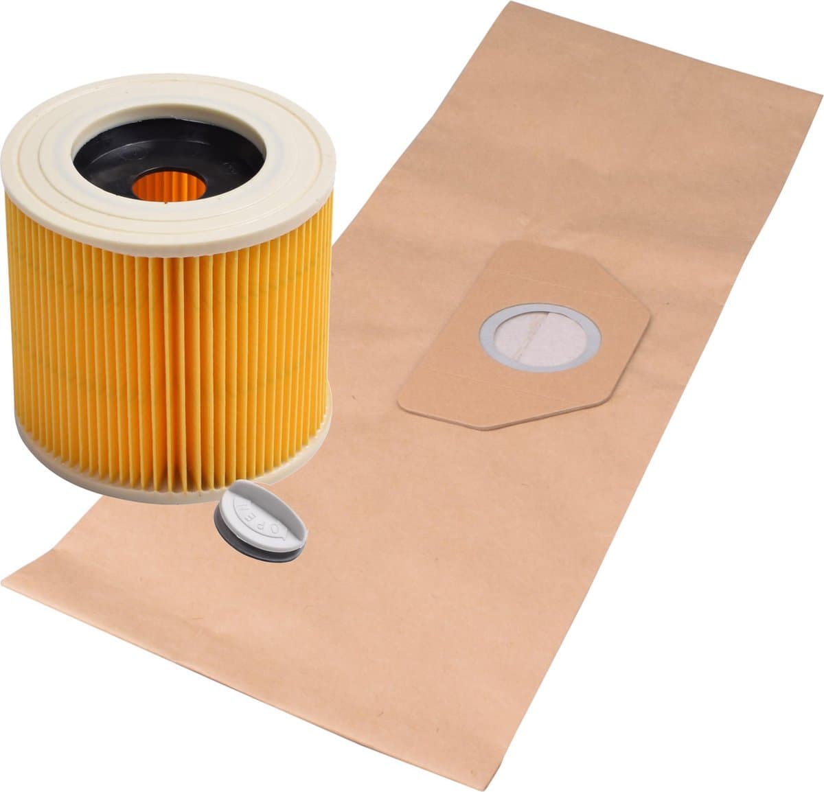 Geschikt voor KARCHER. VOORDEELPAK 10 stuks. stofzuigerzakken Papier voor WD3, MV3, 6.959-130.0 en 6.414-552.0. Lucht afvoerfilter. COVAKO Merk — afbeelding 1