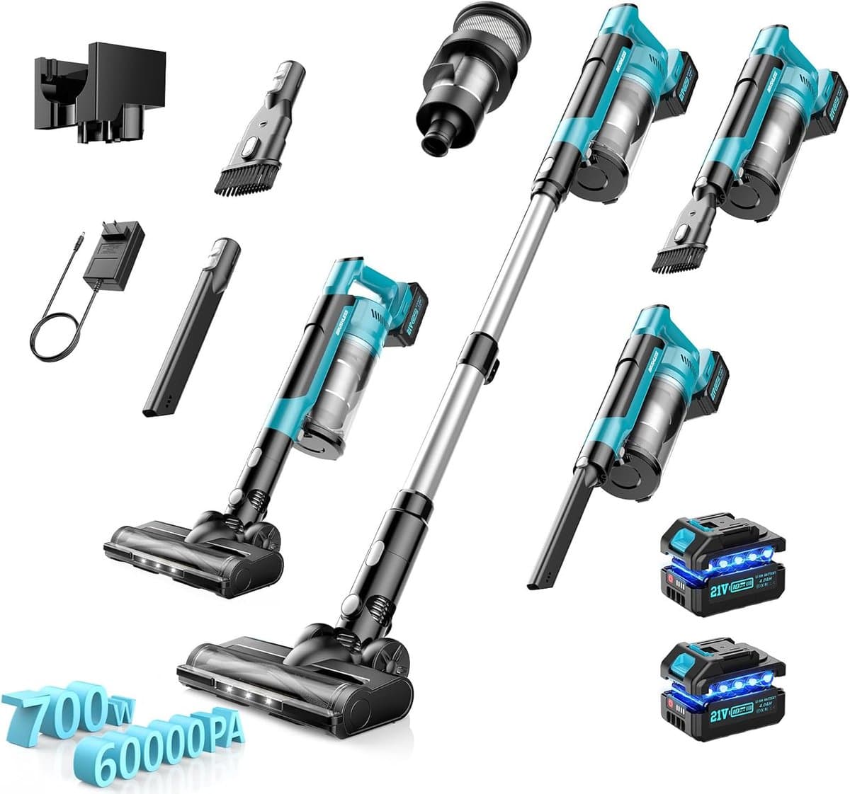 Accustofzuiger - Draadloze Stofzuiger - Grondige Schoonmaak - 700W Borstelloze Motor - 45 kPa Zuigkracht - Zwart — afbeelding 1