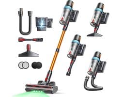 Draadloze Steelstofzuiger - Krachtige Stofzuiger - Huis Reinigen - Automatische Zuigkracht - 65 Min Werktijd - Oranje