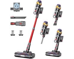 Draadloze Steelstofzuiger - Krachtige Zuiger - Snel Huis Schoon - Hoge Zuigkracht 650W - 3.6kg 122cm Hoog - Rood