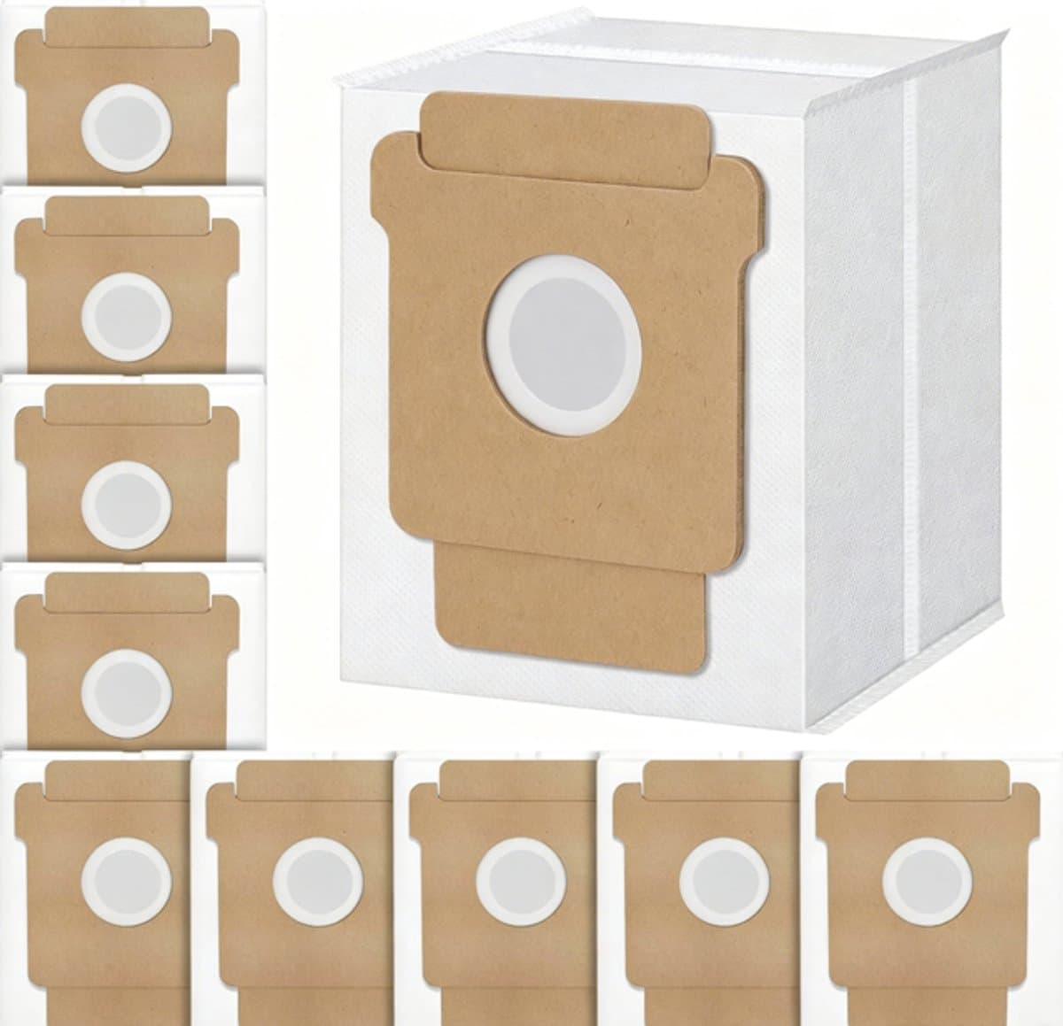 10 stuks stofzakken voor iRobot Roomba Essential 104 Vac/104 Combo/105 Vac/105 Combo/Plus 404/405/505 Combo/504 Vac/Max 705 Vac&Combo/Q0520 robotstofzuiger - wegwerpstofzakken voor Roomba — afbeelding 1