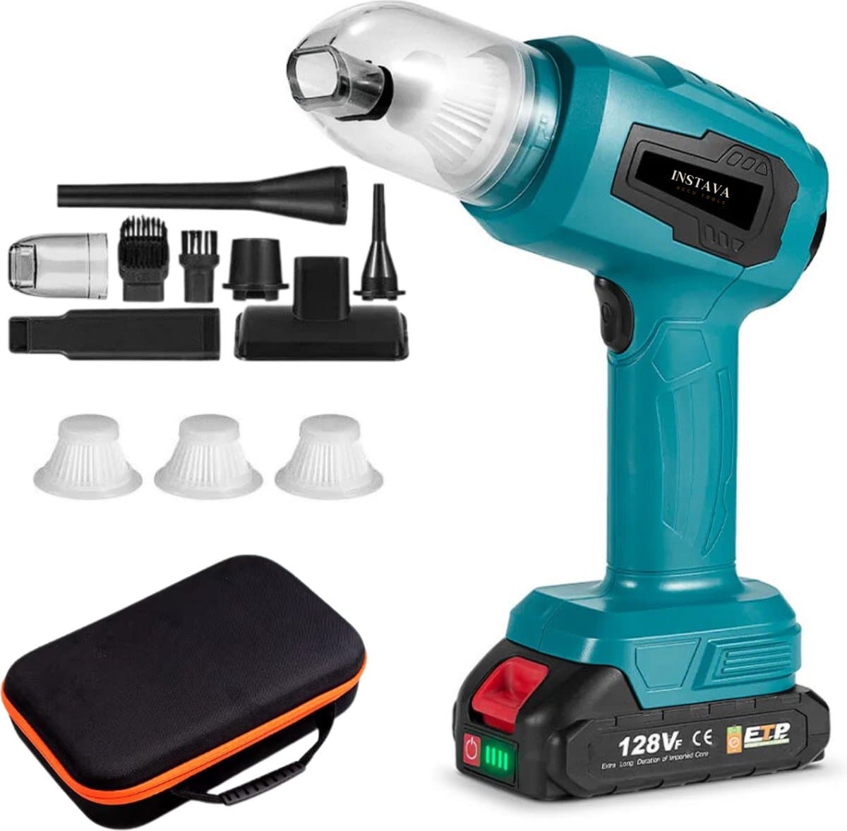 Instava - Accu Auto Stofzuiger incl. 1x Accu (2.0Ah) - Geschikt voor Makita 18v Accu - Handstofzuiger Draadloos - Autostofzuiger - Kruimeldief - Mini Stofzuiger — afbeelding 1