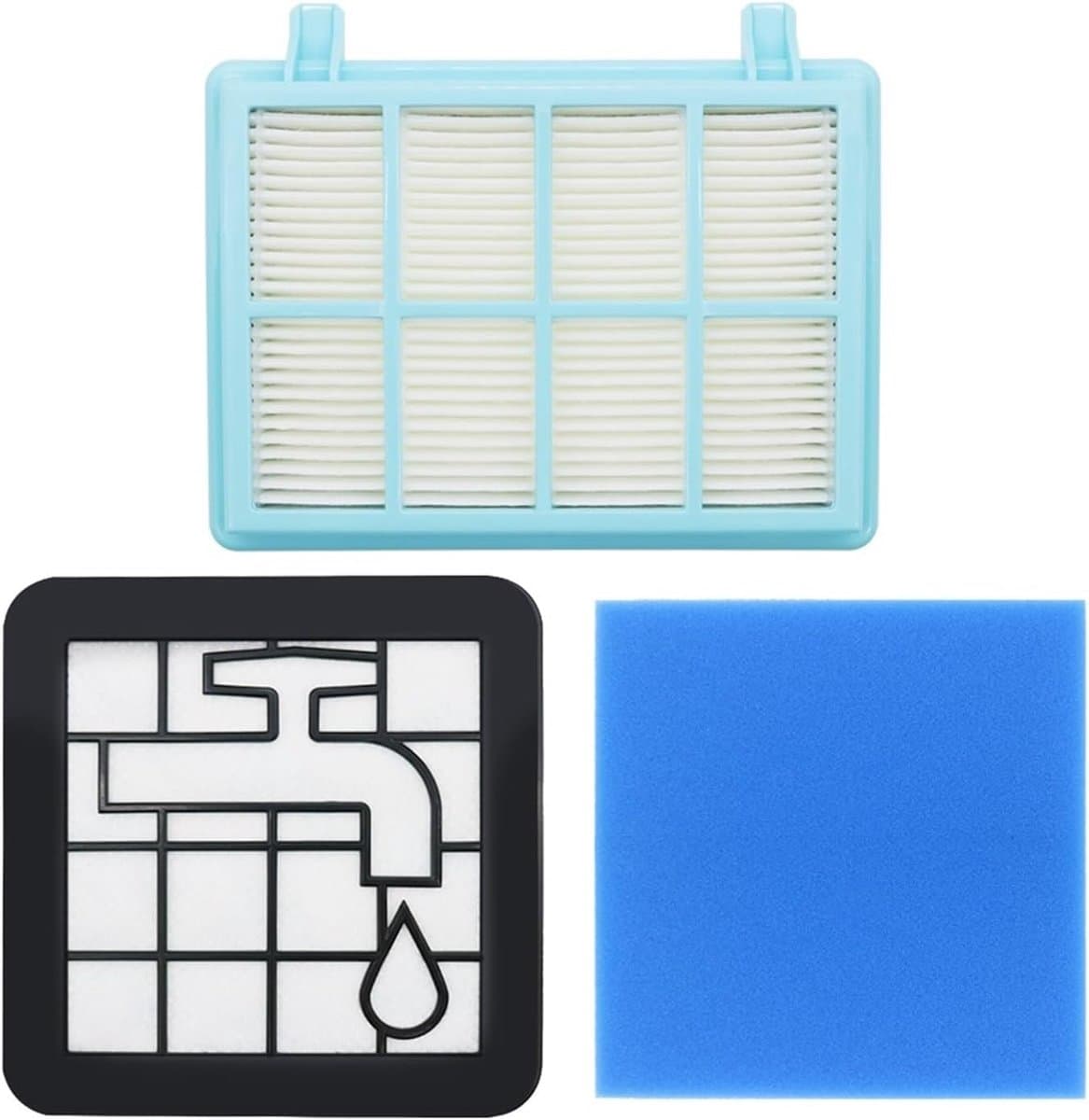 Filterset geschikt voor Philips PowerPro Compact and Power Pro Active en City - Vervangt Stofzuigerfilter FC9331/09 - FC9332/09 - FC8010 - FC8010/02 FC8010/01 HEPA - Stofzuiger onderdelen - Motorfilter - Uitblaasfilter - Schuimfilter - Duurzaam — afbeelding 1