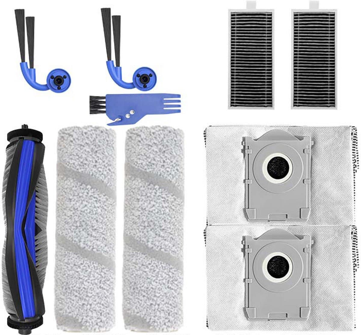 10-delige Accessoires gescht voor Ecovacs X11/X11 PRO/T80S - stofzuiger - met Hoofdborstel, Dweilrollen, Stofzakken, HEPA-filters en Zijborstels voor Optimale Reiniging — afbeelding 1