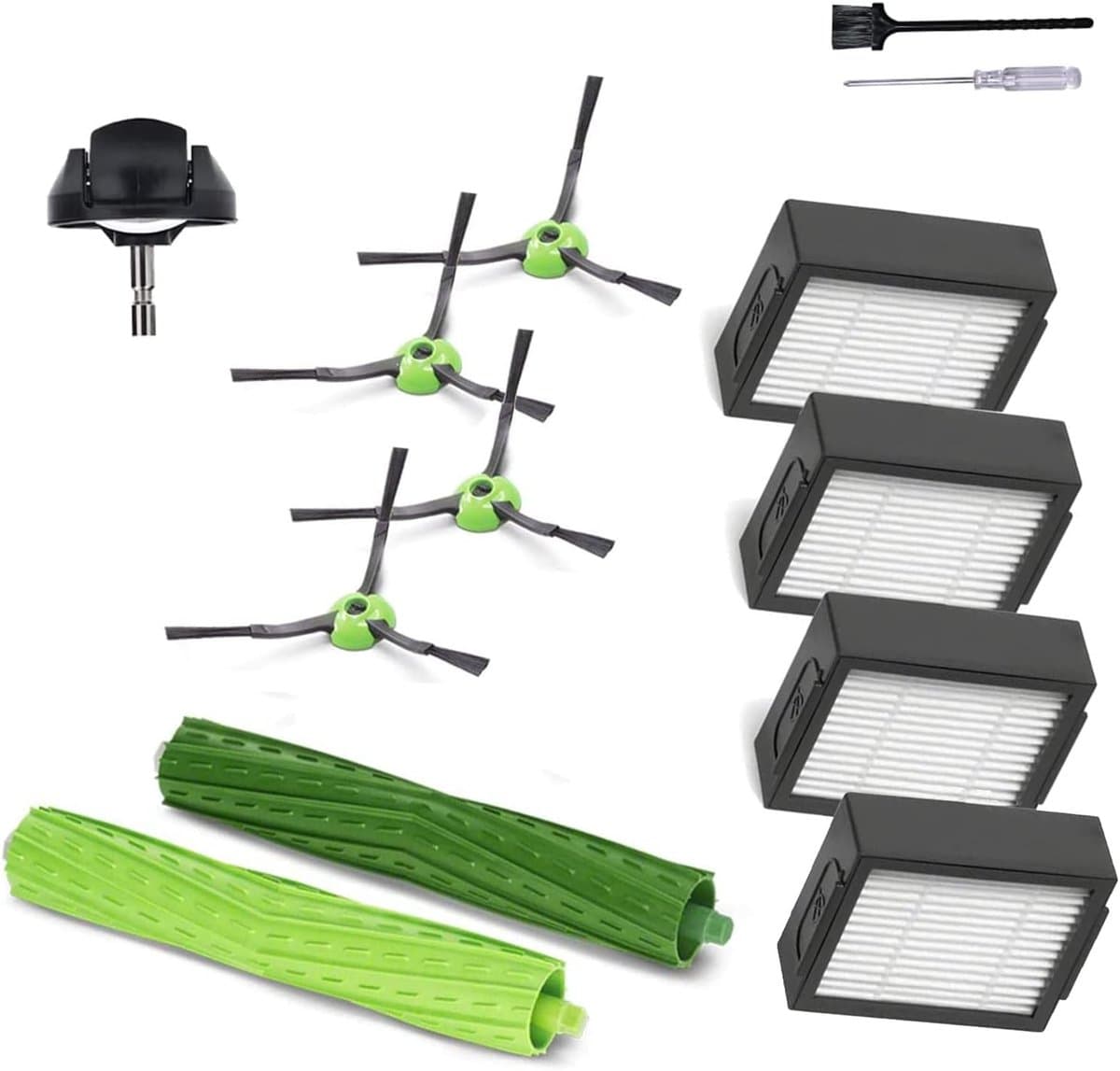 Geschikt voor Vervangende onderdelen Accessoires voor iRobot Roomba J7 i7 i6 i3 i4 i2 i5 i8 i1+/Plus e5 e6 I E J Serie Stofzuiger, 1 set rubberen rolborstels, 4 filters, 4 stuks eidingborstel — afbeelding 1