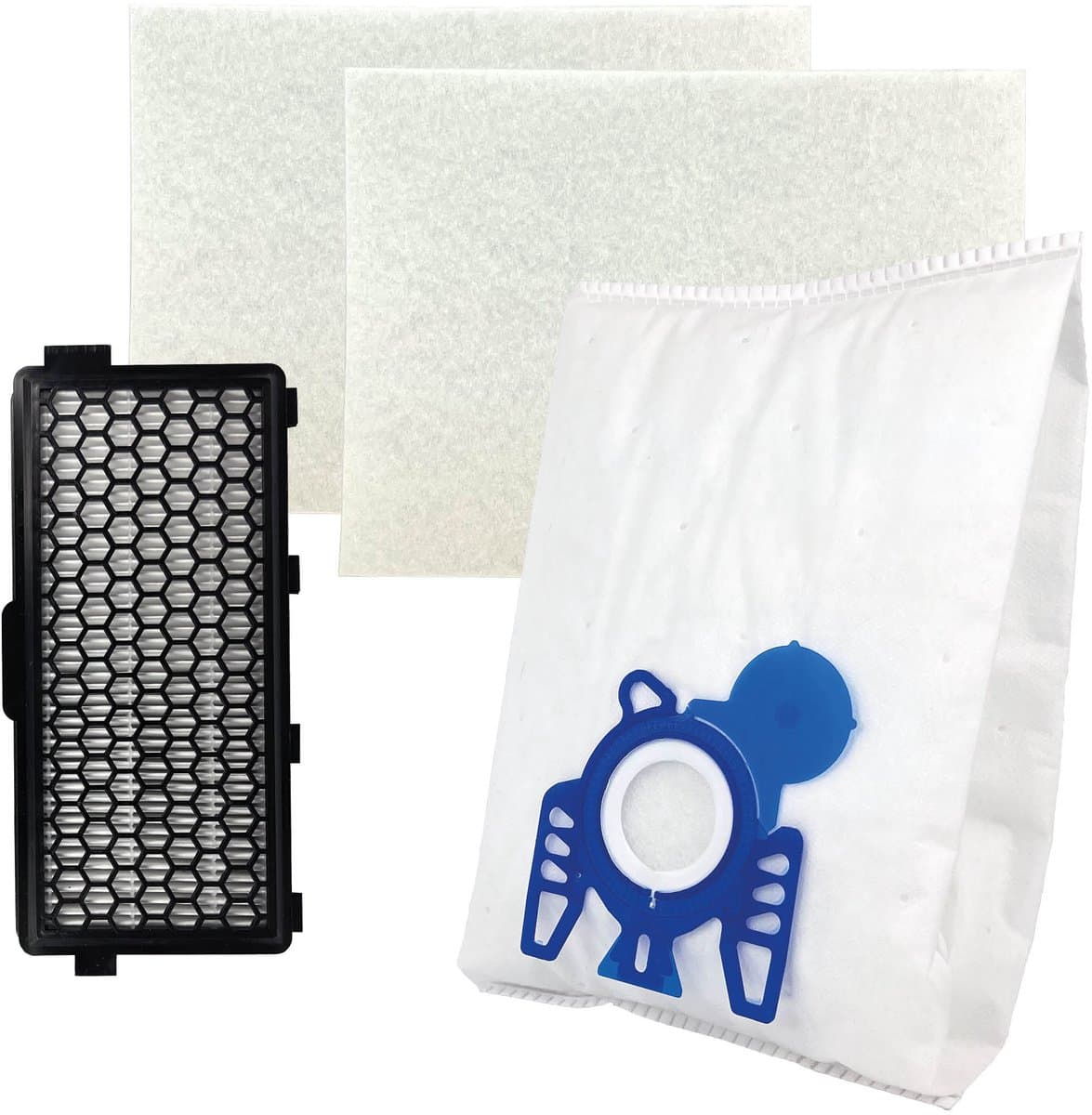 Multaparts® stofzuigerzakken set met filters geschikt voor Miele Complete C2, Complete C3, S5, S8 serie | Set met stofzuigerzakken type GN (10 x), motorfilter (2 x), HEPA filter — afbeelding 1