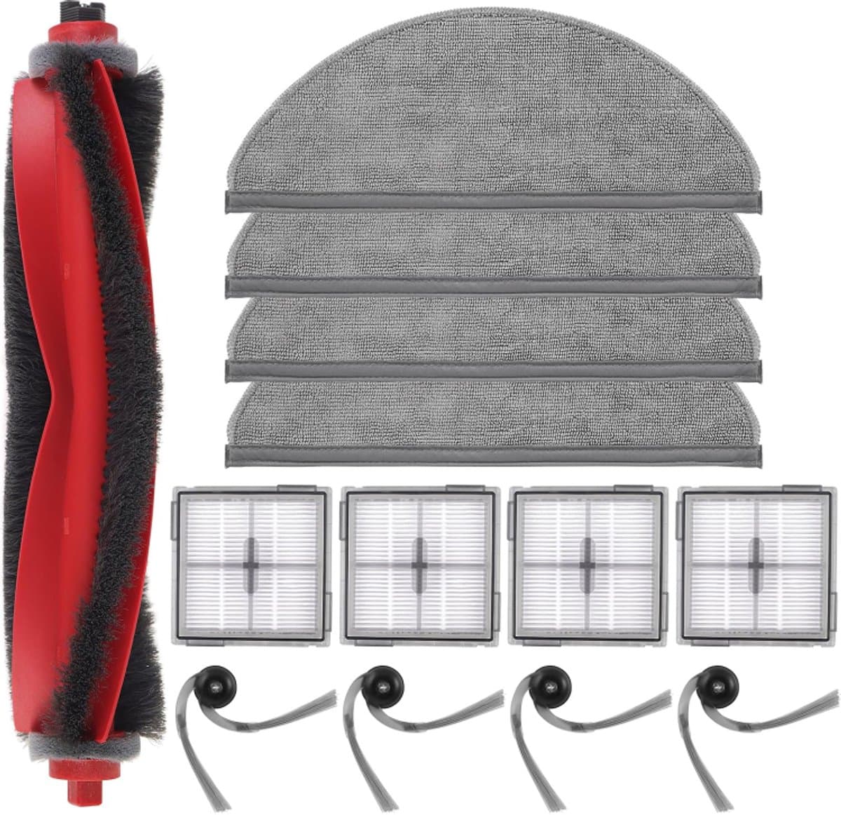 13 Stuks Accessoirekit geschikt voor Roborock Q10 X5 / Q10 X5+ robotstofzuiger - 1 hoofdborstel, 4 dweilpads, 4 zijborstels, 4 filters — afbeelding 1