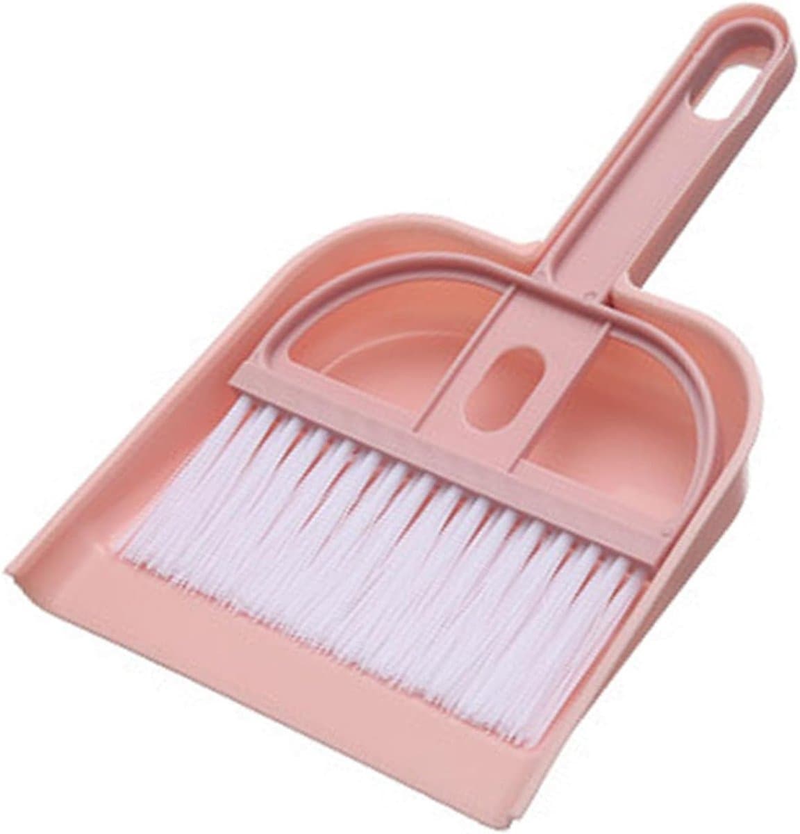 Mini Bezem Stofpan Set - Desktop Reinigingsset - Bureau Schoonmaken - Multifunctioneel Ontwerp - 17x10.5cm Bezem - Scandinavisch Roze — afbeelding 1