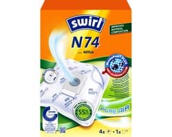 Swirl N74 stofzuigerzakken - 4 stuks + 1 filter - geschikt voor Nilfisk Select Power Elite Classic Comfort Energy Superior P10 P12 P20 P40 Animal Life