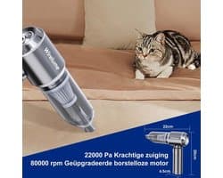 Draadloze Handheld Stofzuiger voor Auto, Krachtig 22000Pa Sterke Cyclonische Zuigkracht Blazende Borstelloze Motor Mini draadloos handstofzuiger accu Draagbaar Oplaadbaar Lichtgewicht