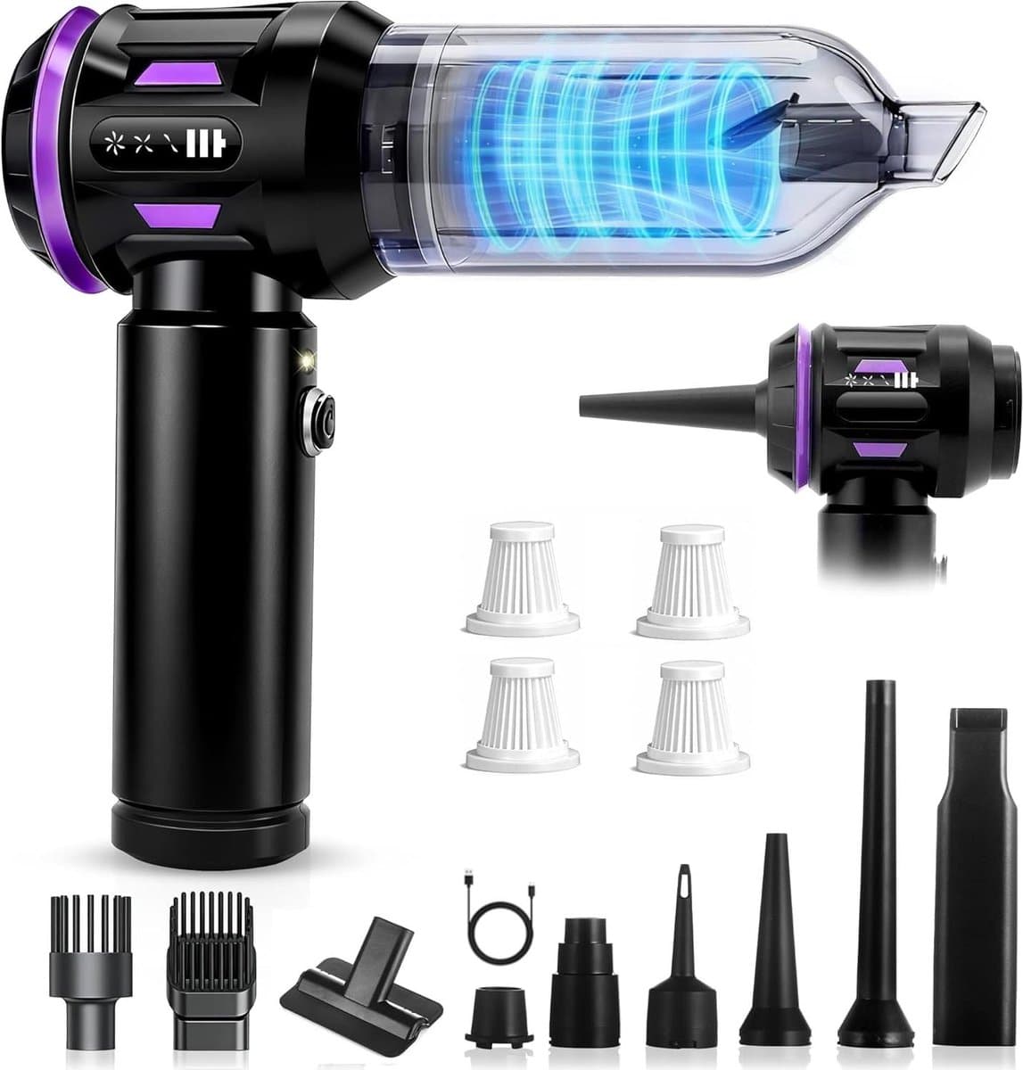 Handstofzuiger Draadloos - Mini Stofzuiger - Auto Interieur Reinigen - 25000 Pa Zuigkracht - 0.2L Stofbak - Paars — afbeelding 1