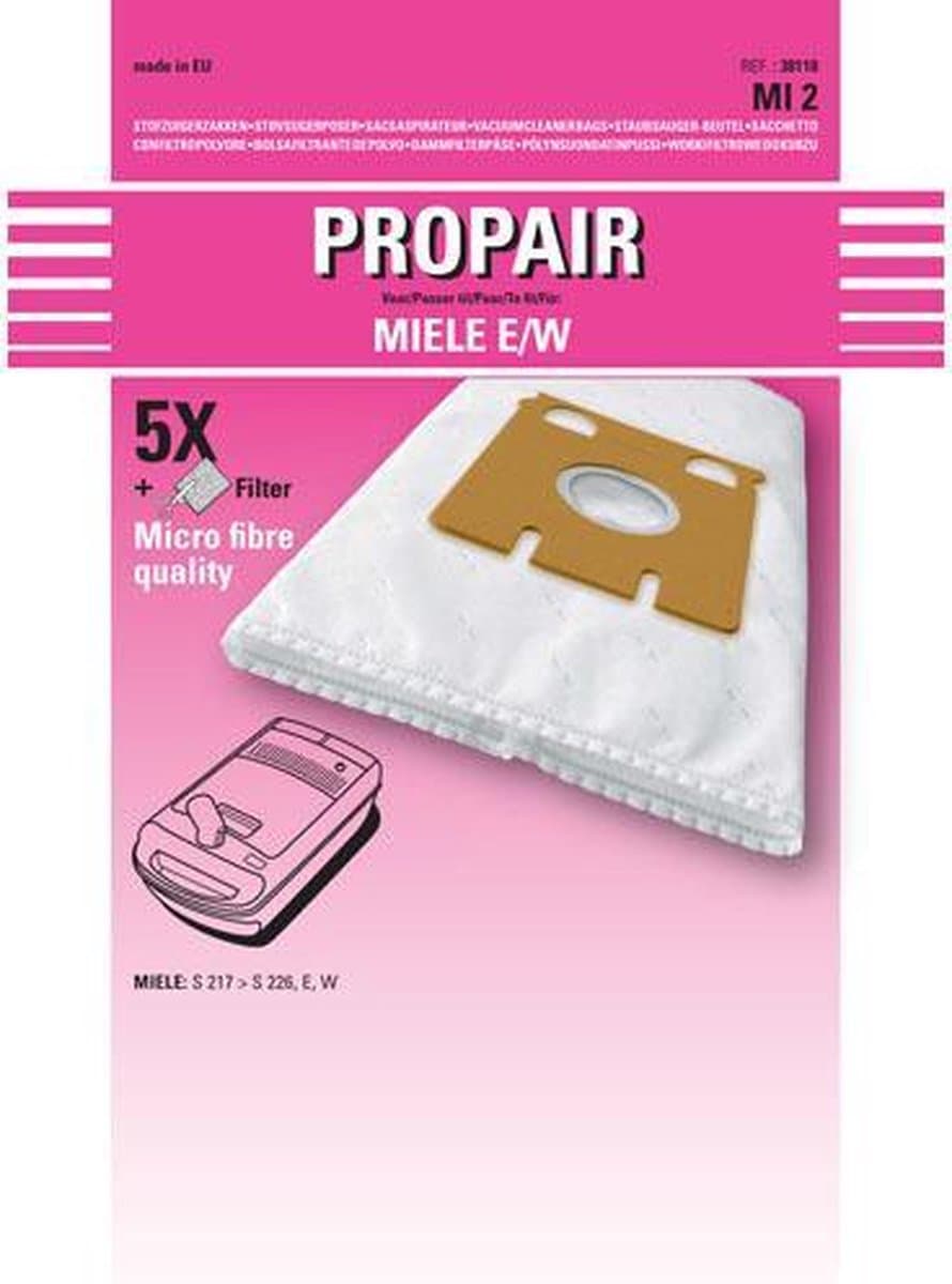Geschikt voor PROPAIR - STOFZUIGERZAK PROPAIR S220 5 STUKS + 1 FILTER - 01002345 — afbeelding 1