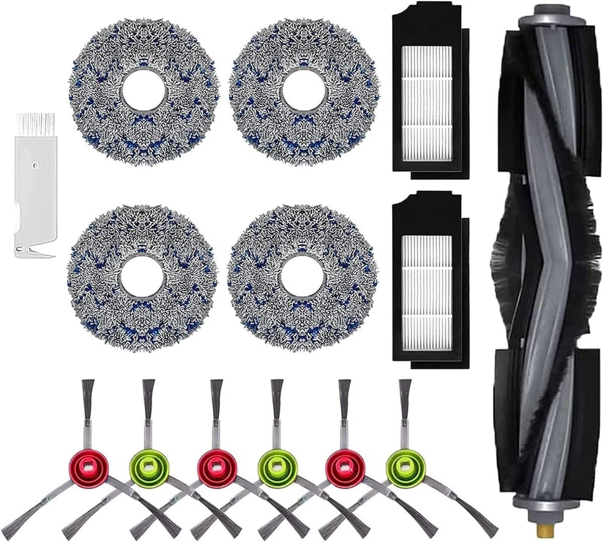 Ronte - Vervangende kit voor Stofzuiger Debot X1 TURBO / X1 OMNI / T10 TURBO - 1 Hoofdborstel, 2 Hepa filter, 6 Zijborstel, 4 Rag, 1 Borstel — afbeelding 1