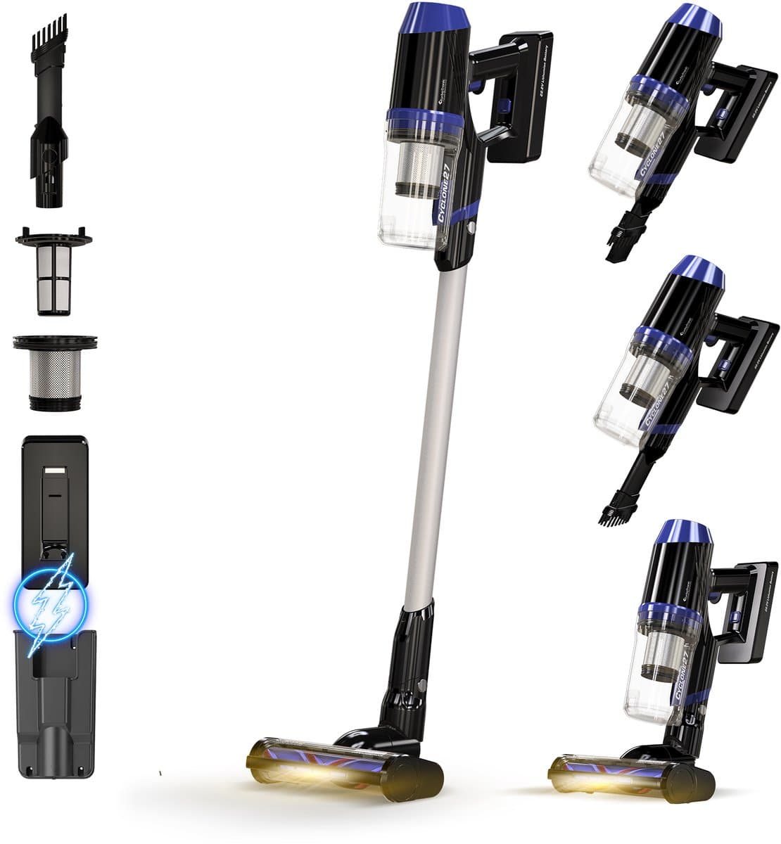 TurboTronic C27 Steelstofzuiger met kruimeldief zonder zak - Hoge zuigkracht - HEPA - lichtgewicht - 2 Snelheden - ECO-vriendelijk - Harde en zachte vloeren - Blauw — afbeelding 1
