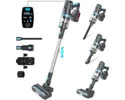 YYchan Stofzuiger - Steelstofzuiger Draadloos - 300W - 30Pa - zonder zak - Ultralicht - LED - Grijs