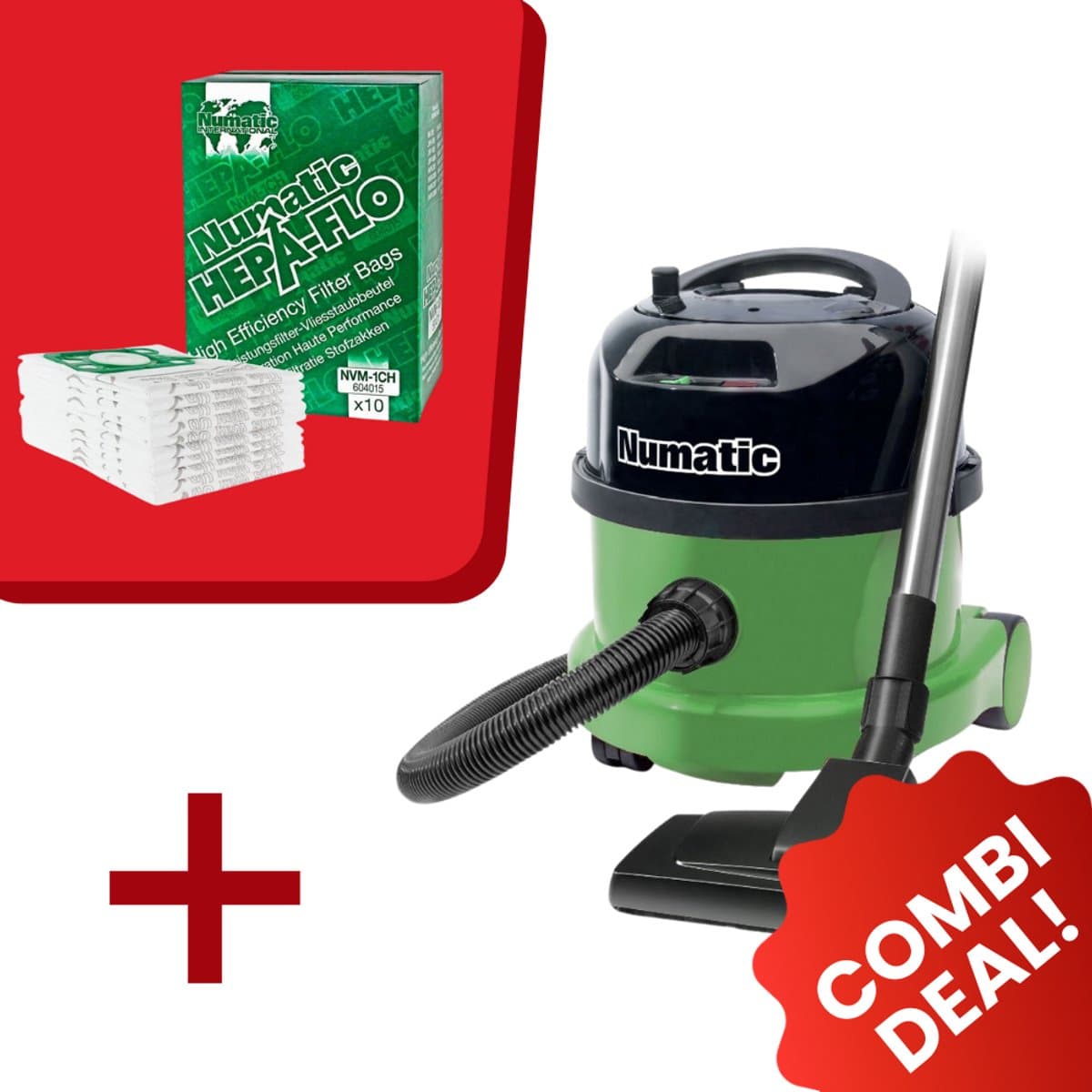 Numatic - Stofzuiger PPR240-11 - Groen - Inclusief 10x Stofzuigerzak NVM-1CH Hepa — afbeelding 1