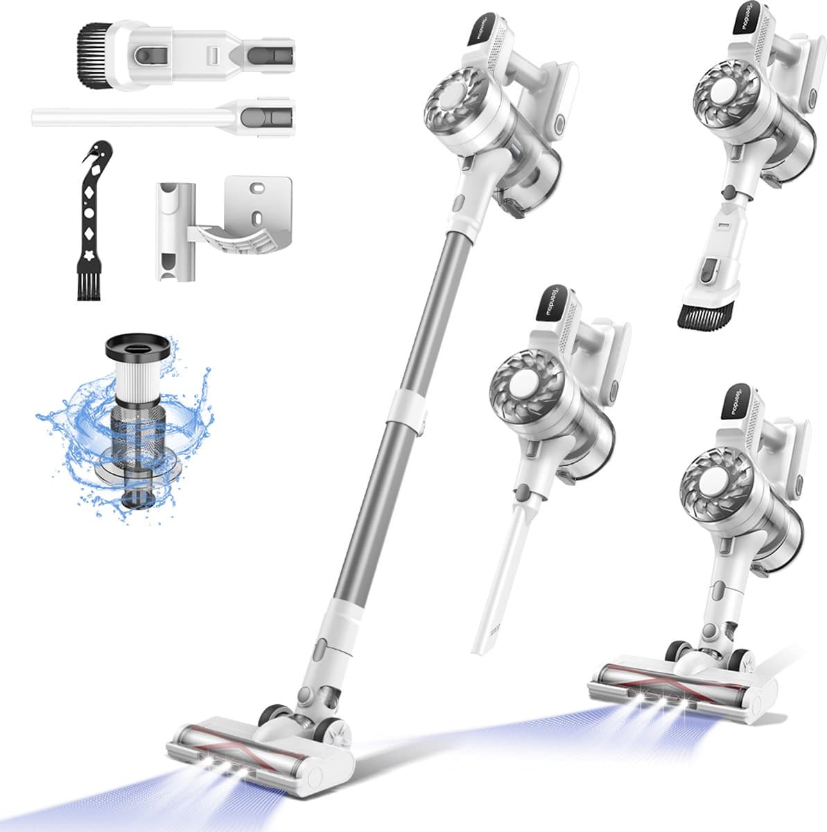 Teendow V08 Pro 6-in-1 Draadloze Steelstofzuiger - 25kPa Zuigkracht - 5-Laags HEPA-Filtratie 99,99% - 1,37kg Lichtgewicht - Verwisselbare Accu 35min - Wandmontage/Staand Dock — afbeelding 1
