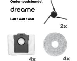 Dreame L40 / X40 / X50 Onderhoudsbundel 2x Zijborstel 4x Dweilpad 4x Stofzuigerzak