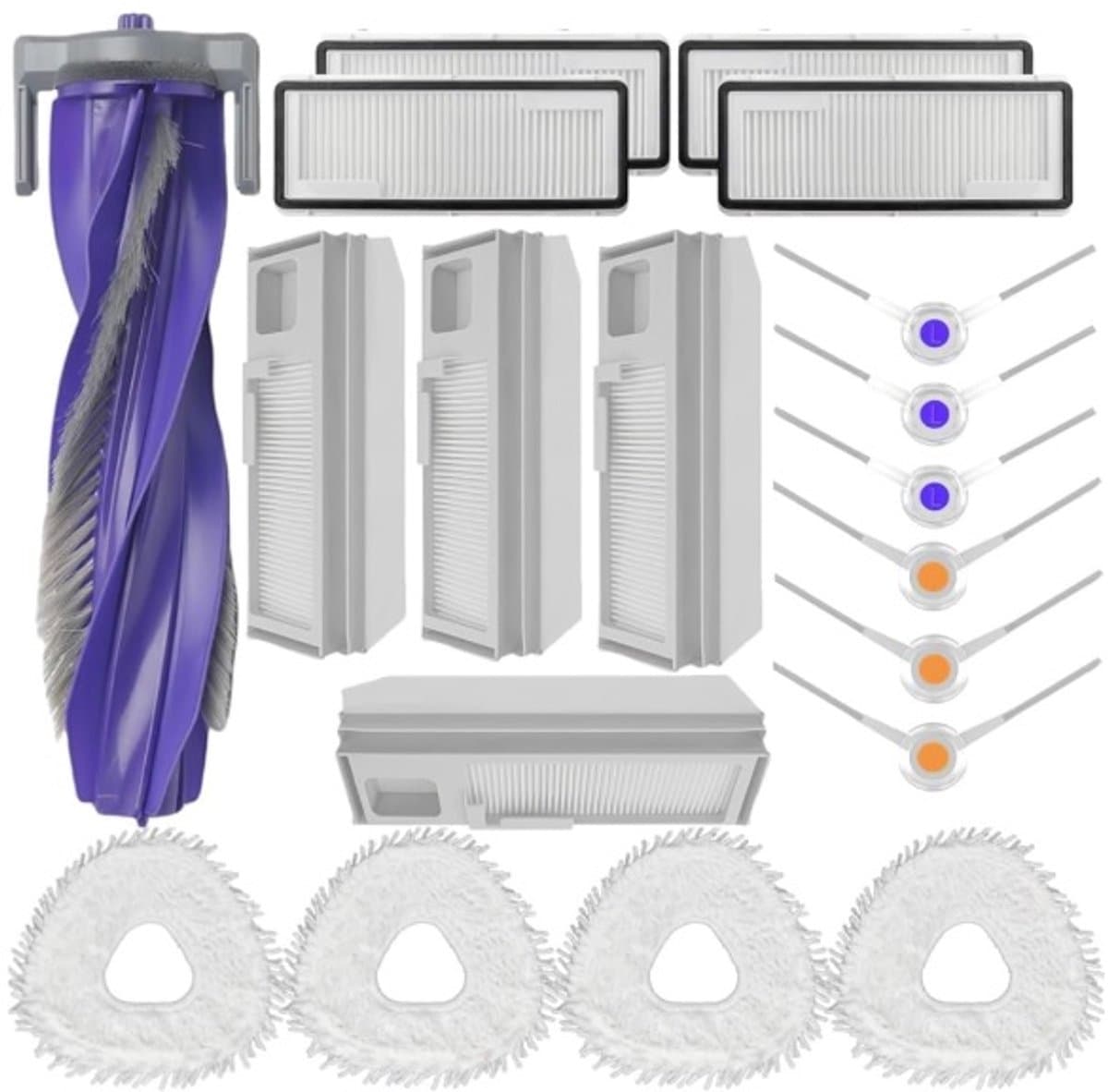 set onderdelen compatibel met Narwal Freo X Ultra, 19 stuks, reserveonderdelen, accessoireset, zuigrobot, accessoires met 1 hoofdborstel, 8 filters, 4 wisdoeken, 6 zijborstels - hoogwaardige vervanging — afbeelding 1