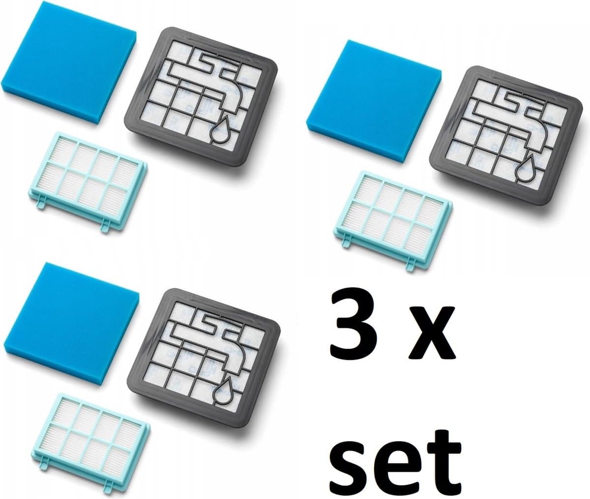 3x Filters - set vervanging voor PHILIPS PowerPro FC8010/02 - PHILIPS PowerPro Compact PowerPro Active - PHILIPS FC9328, FC9329, FC9330, FC9331, FC9332, PowerPro Compact FC9333, FC9334, FC9349, FC9350, FC9351, PowerPro City FC9352, FC9353 PHILIPS — afbeelding 1