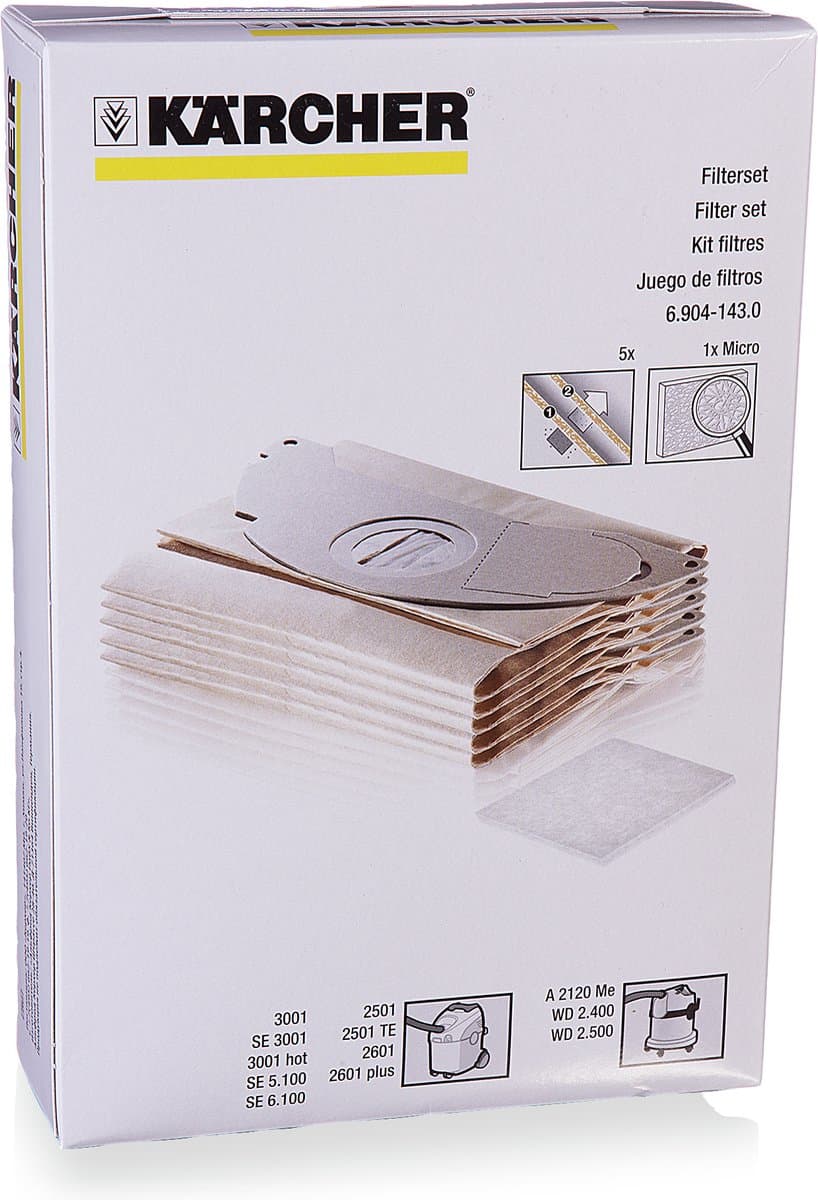 Stofzakken A 2120 / WD 2.500 / SE 2001 / SE 3001 / SE 5.100 / SE 6.100 (5 st) — afbeelding 1
