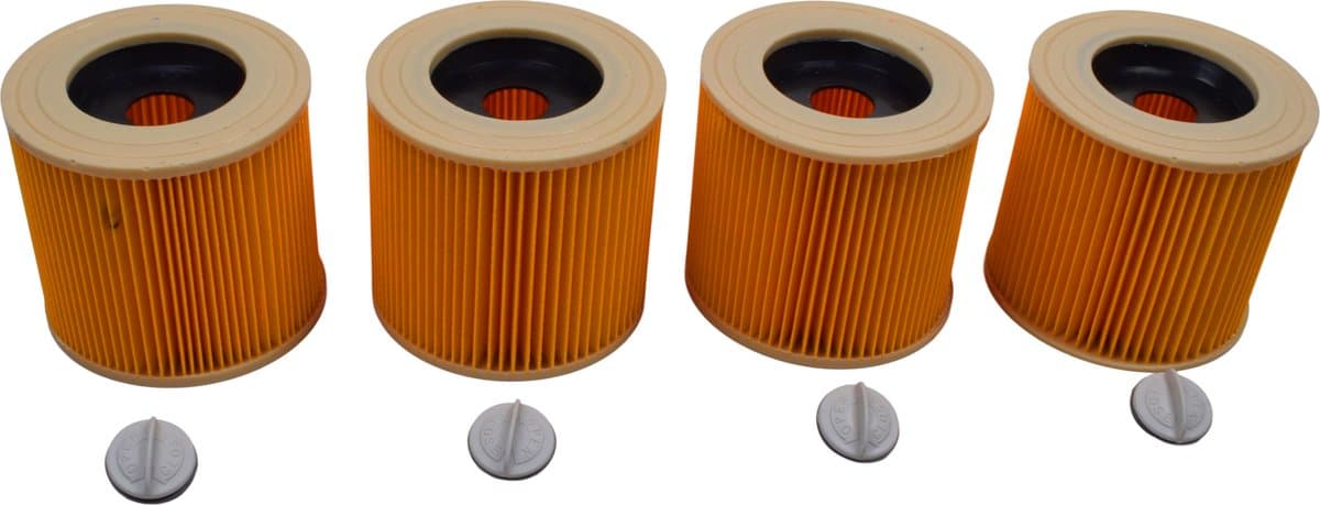 Geschikt voor KARCHER. voordeelpak 4 stuks. Luchtafvoerfilter Stofklasse L. voor WD1, WD2, WD3, MV2, MV3, 6.414-552.0, KFI3310. COVAKO Merk — afbeelding 1