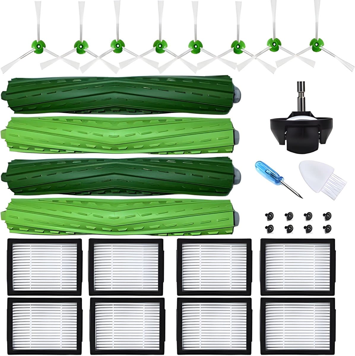 21-pack vervangende onderdelen geschikt voor iRobot Roomba accessoires E5, E6, E7, i7, i7+ / Plus IE serie: Hoog rendement filter multi-oppervlakte rubberen borstel roller hervulling — afbeelding 1