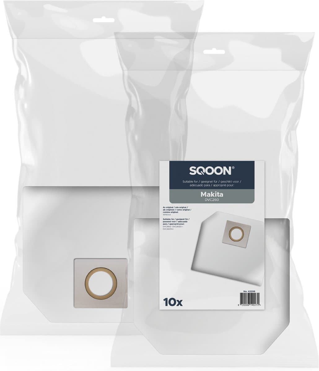 SQOON® Stofzuigerzakken Geschikt voor Makita DVC260 - 10 Stuks — afbeelding 1