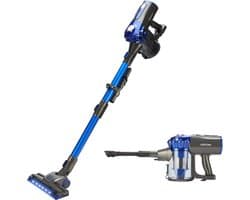 2 in 1 Steelstofzuiger – Draadloos – Stofzuiger zonder Zak – Op Accu – Inclusief Opzetstukken – LED Verlichting – Uitschuifbaar – Blauw
