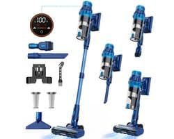 Bollit Steelstofzuiger Draadloos zonder Zak - 425W - Draadloze Stofzuiger - Kruimeldief Snoerloos - Vacuum Cleaner - Handstofzuiger - Stofzuiger Steel met Hepa Filter - Stofzuiger Huisdieren - Zakloze Stofzuiger