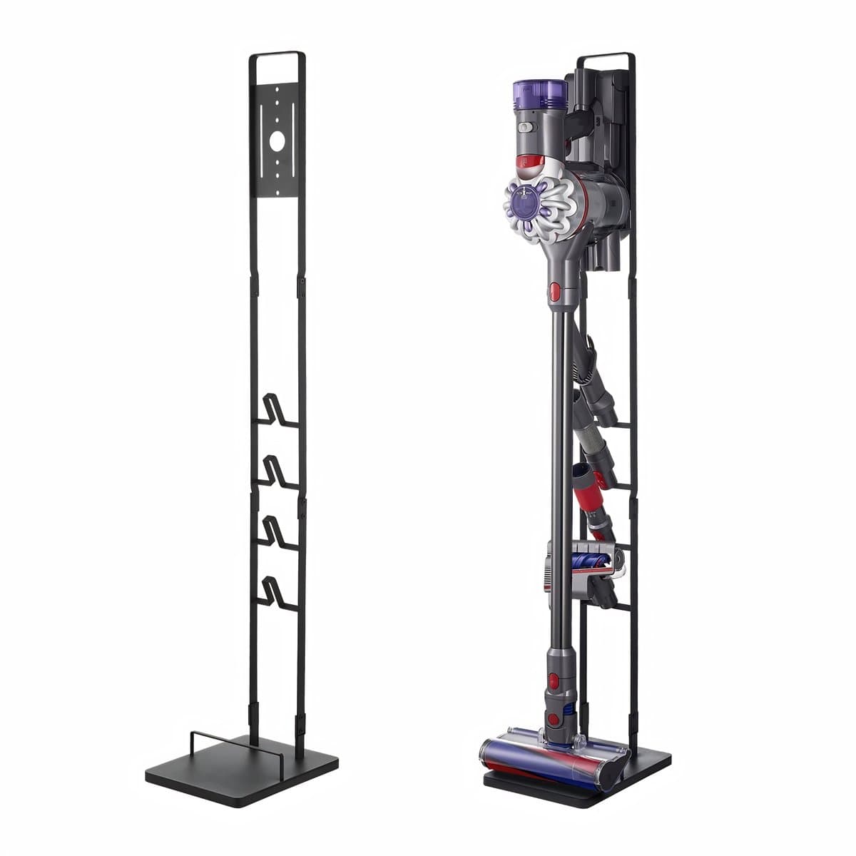 Stofzuiger Standaard Geschikt voor Dyson V6 V7 V8 V10 V11 V15 – Vrijstaande Houder met 4 Haken – Zonder Boren – Metaal – Zwart — afbeelding 1