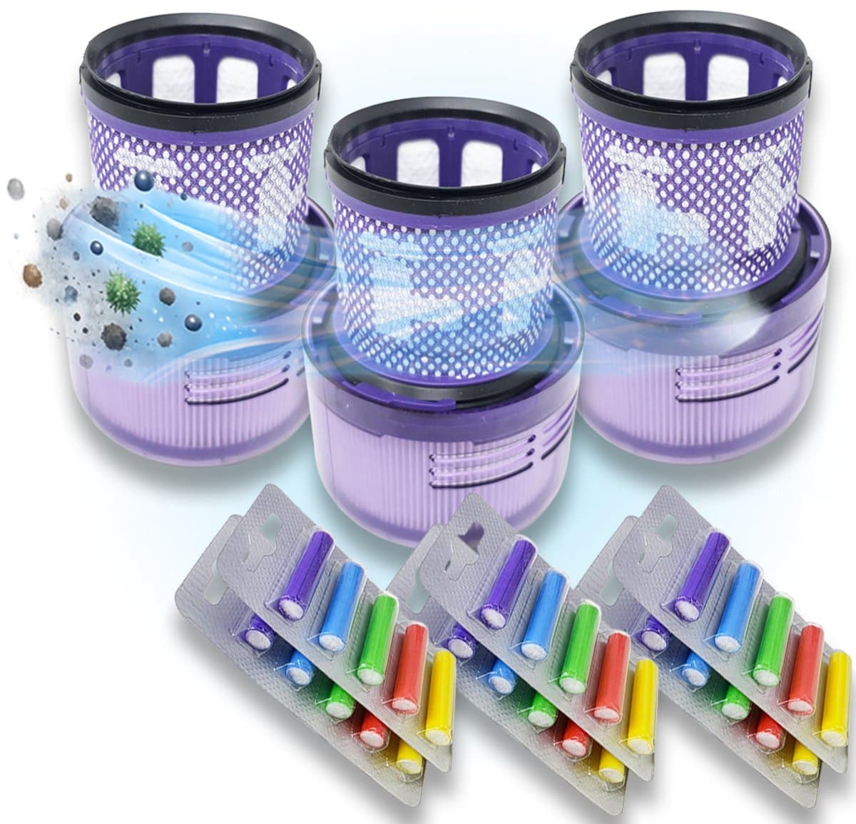 3 Stuks Premium wasbare filters geschikt voor Dyson v11 v15 - SV14 SV15 SV17 SV22 SV28 SV47 +30x geurstaafjes vervangt: #970013-02 #97001302 — afbeelding 1