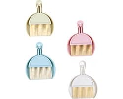 Mini Bezem Stofblik Set - Garde Bezem Combinatie - Bureau Schoonmaken - Compact En Draagbaar - 21x16x2 cm - Diverse Kleuren
