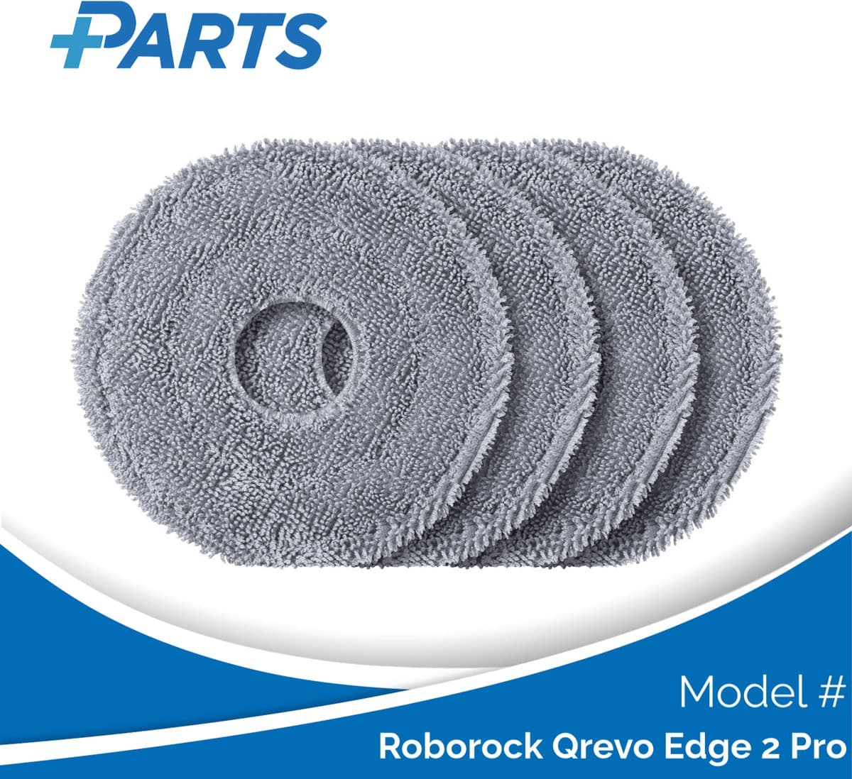 Roborock Qrevo Edge 2 Pro Dweilpads (4 Stuks, Plus.Parts® alternatief voor 8.02.0453) — afbeelding 1